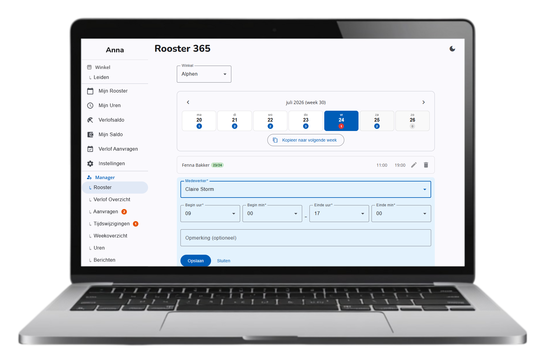 Medewerker inplannen op een andere vestiging